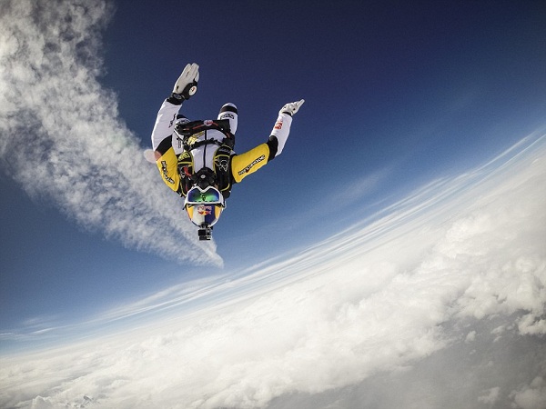 Skydivers Jump At 33,000 Feet Above Mount Blanc, France