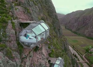 cliff-hanging sleep pod