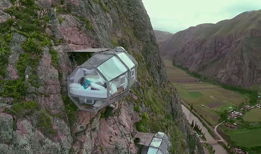 cliff-hanging sleep pod