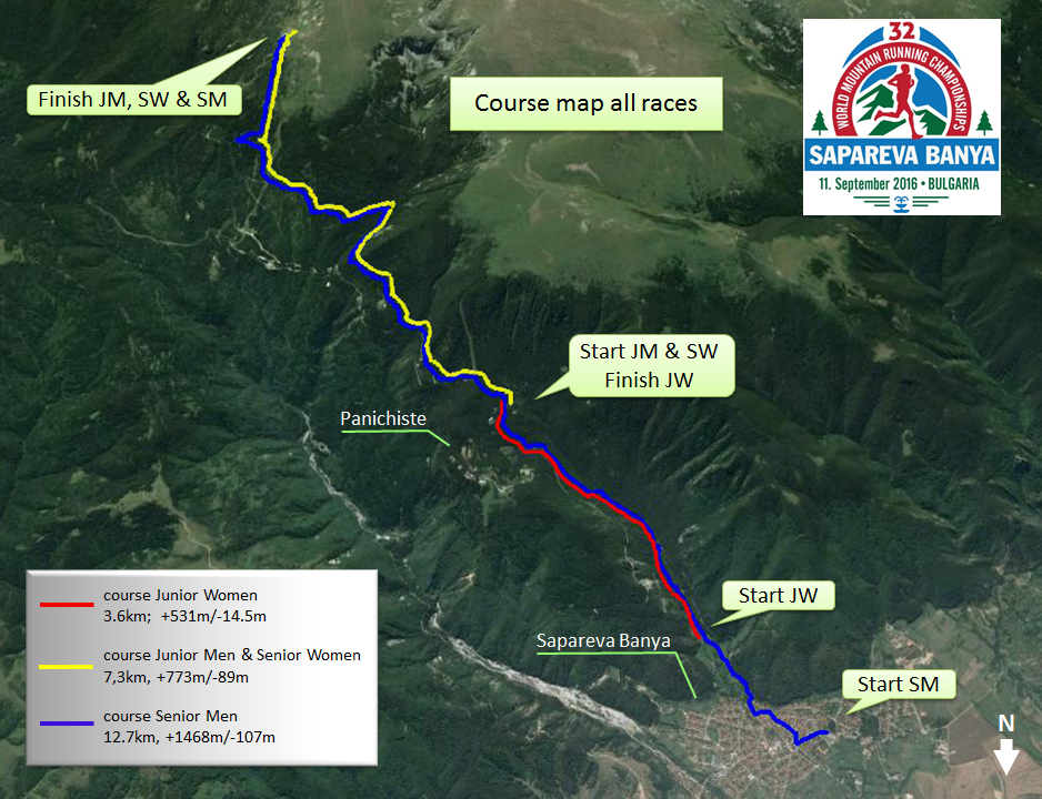 Световно по планинско бягане, Сапарева баня, трасе