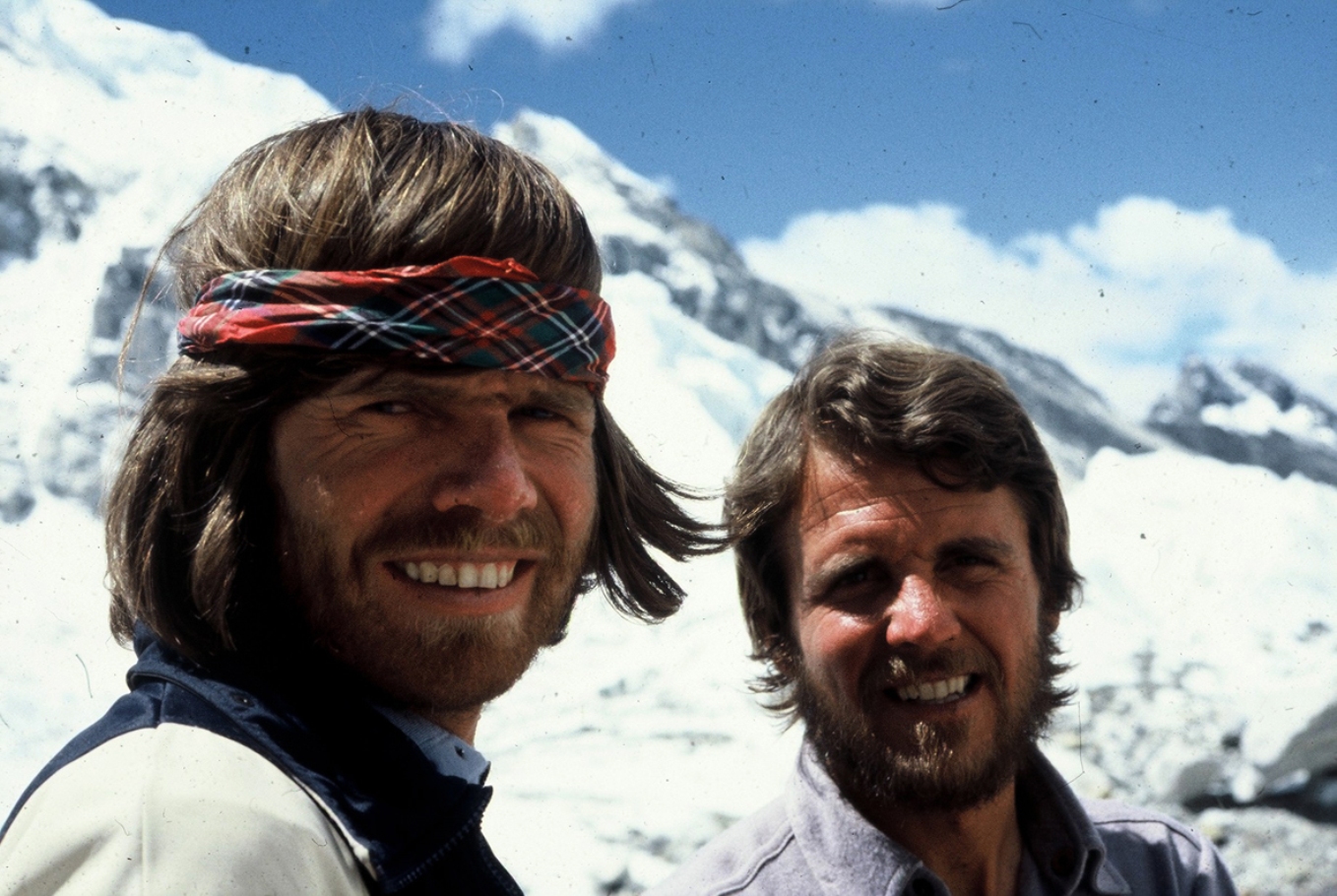 Райнхолд Меснер, и Петер Хабелер, с когото изкачват Еверест без кислородна маска (1978 г.)