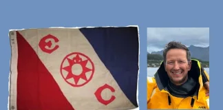 Стефан Иванов и знамето на The Explorers Club